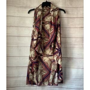 Boho Paisley Long Cardigan Vest Draped Open Front